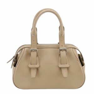 Burberry Calfskin Leather Beige Leather Handbag